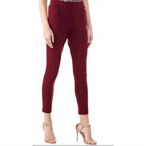 Michael Kors Seamed Front Ponte Knit Leggings Size M Merlot NWT
